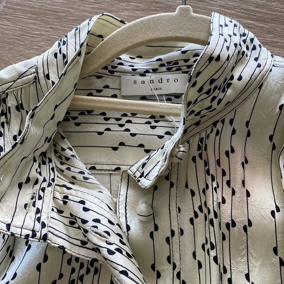 Sandro ecru button down silky dress, NWT, size 36 - Picture 3 of 8